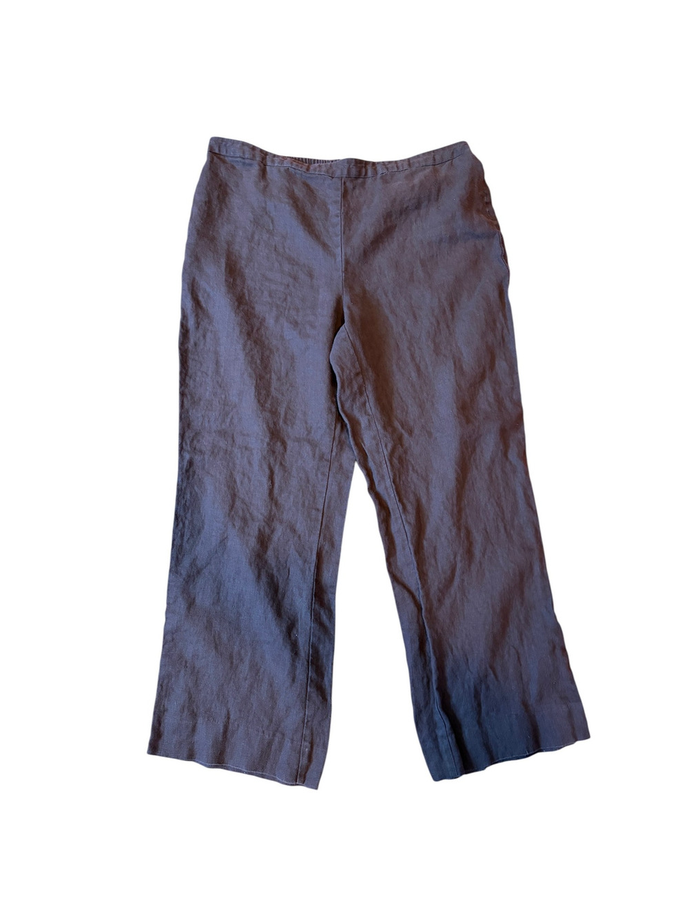 CHICO’S Women’s 100% Linen Wide Leg Cropped Pants Size 1 , US 8 Brown Pull On